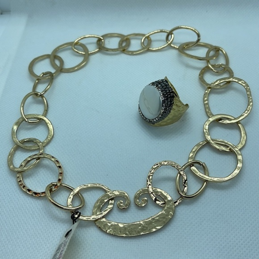 Tara Gold Tone Necklace and Moonstone‎ Ring